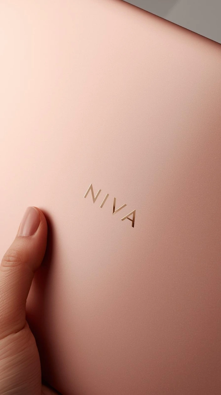 NIVA laptop held in hand